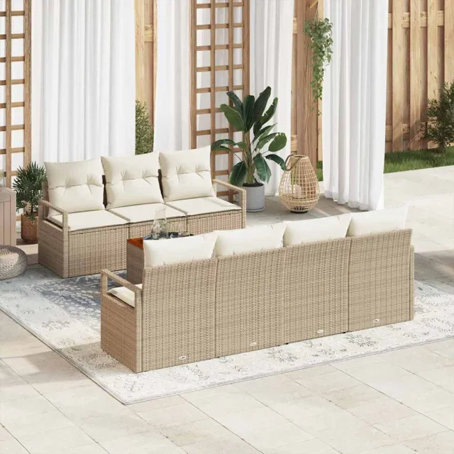 vidaXL Tuinbankenset 8 st Beige poly rattan, foto 2