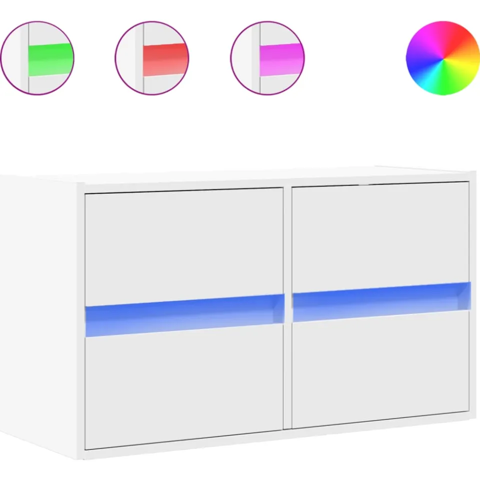vidaXL Tv-wandmeubel met LED-verlichting 80x31x45 cm wit, foto 3