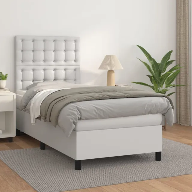 vidaXL Boxspring met matras kunstleer wit 80x200 cm