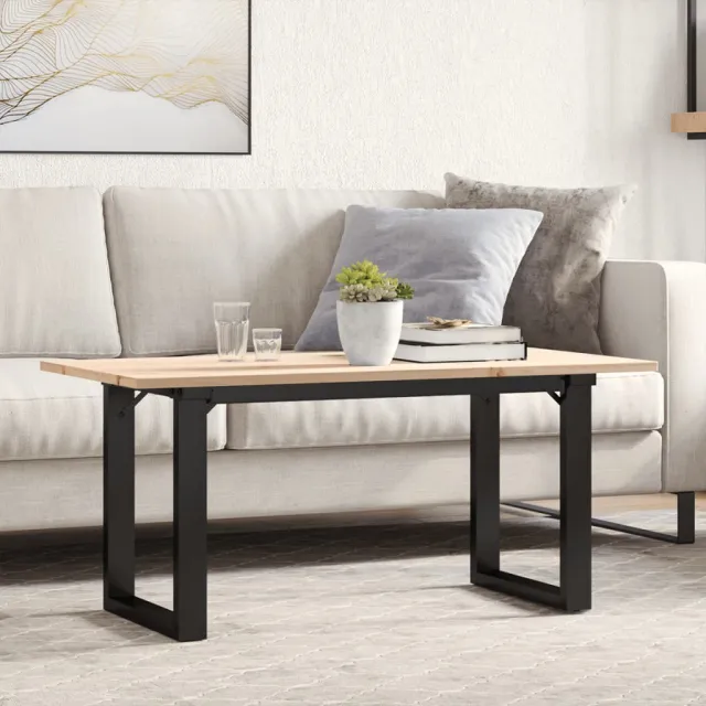 vidaXL Salontafel O-frame 100x50x45 cm massief grenenhout en staal Bruin