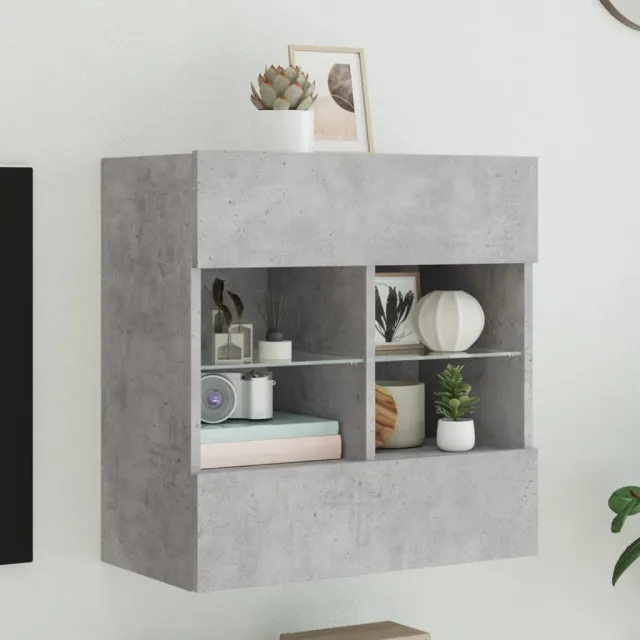 vidaXL Tv-wandmeubel met LED-verlichting 58,5x30x60,5 cm betongrijs grijs, foto 2
