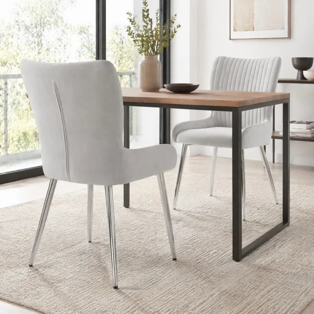 Maisentiel Velvet Eetkamerstoelen 2-delig – 47 x 58 cm – Metalen Poten – Grijs