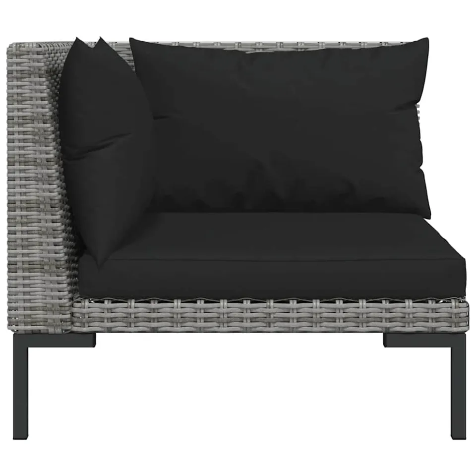 vidaXL 8-delige Loungeset met kussens poly rattan donkergrijs