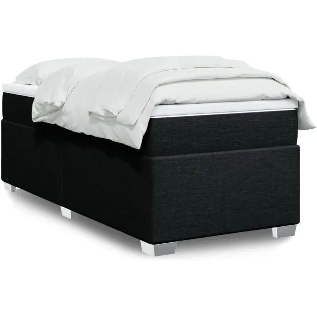 vidaXL Boxspring met matras stof zwart 90x190 cm