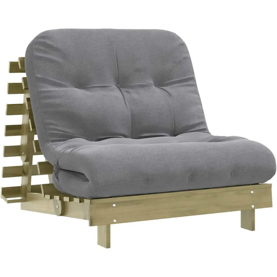 vidaXL Futon slaapbank met matras 90x206x11 cm geïmpregneerd hout bruin, foto 4