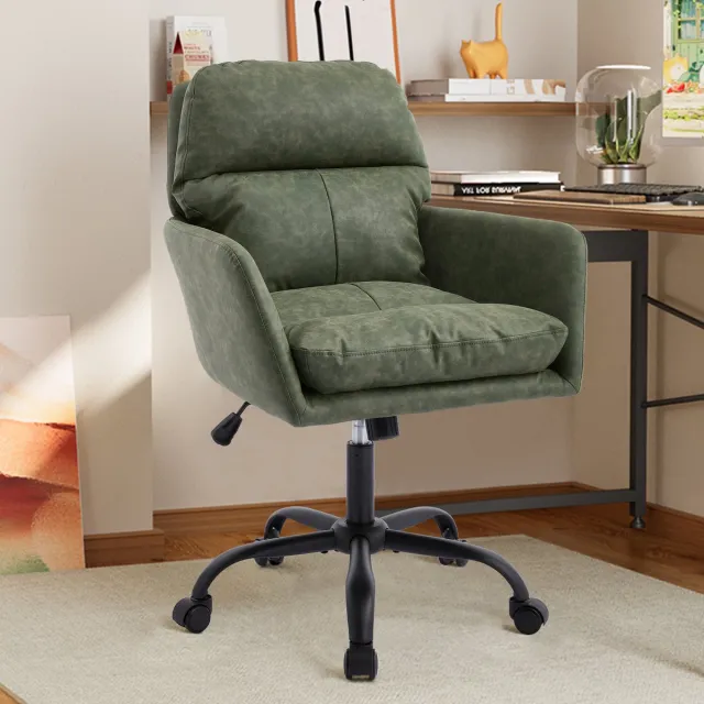 MODENUIT Bureaustoel 60 x 61 x 99 cm - Hoogteverstelbaar met Armleuningen en Wielen - Kunstleer Groen Green