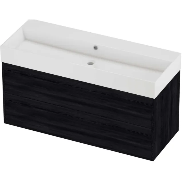 Proline Zara Badmeubelset Porselein Loft 2 Laden 120x46x65 cm Glans Wit Black Oak Eiken