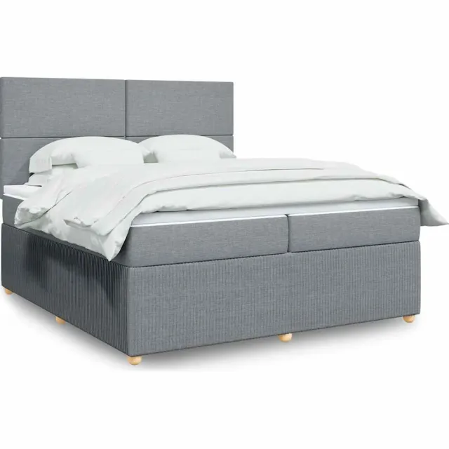 vidaXL Boxspring met matras stof lichtgrijs 200x200 cm grijs
