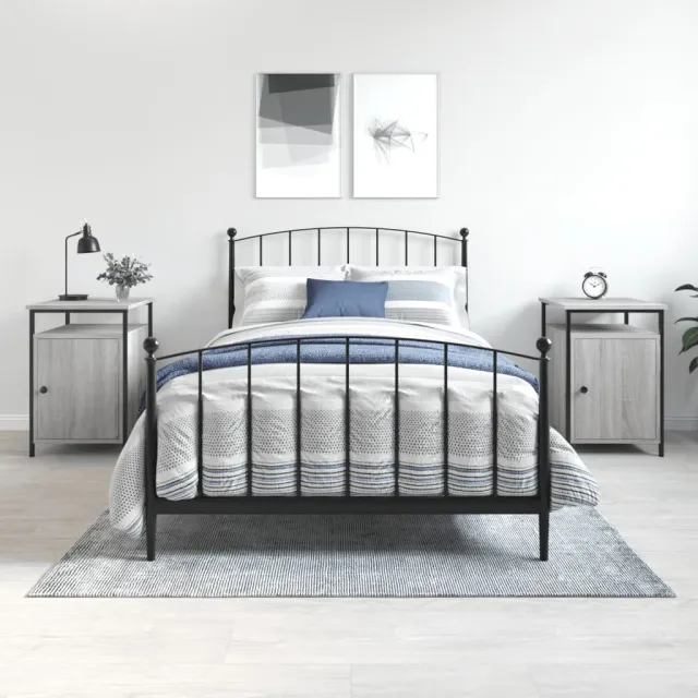 vidaXL Nachtkastjes 2 st 40x42x60 cm bewerkt hout grijs sonoma eiken, foto 2
