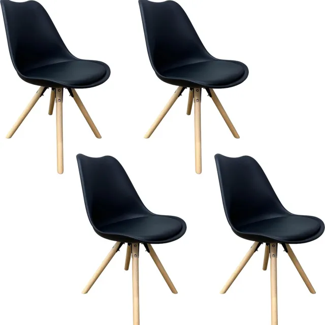Lina Bella Eetkamerstoelen - Set van 4 - Woonkamerstoel - Zwart