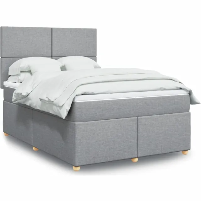 vidaXL Boxspring met matras stof lichtgrijs 160x200 cm grijs