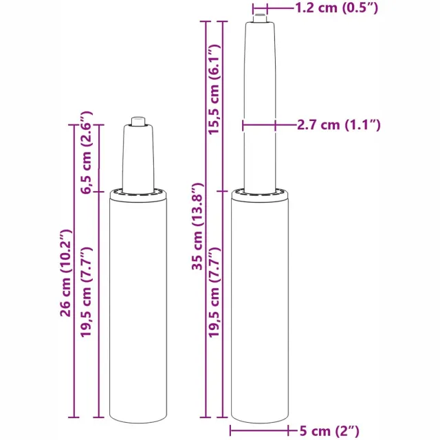 vidaXL Bureaustoel - Gas - Cilinder - Zwart - 261-351 - mm - IJzer
