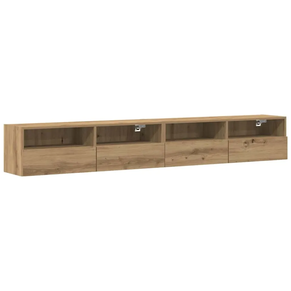 vidaXL TV Wandkast 2 st artisanaal eikenkleurig Bewerkt hout Bruin