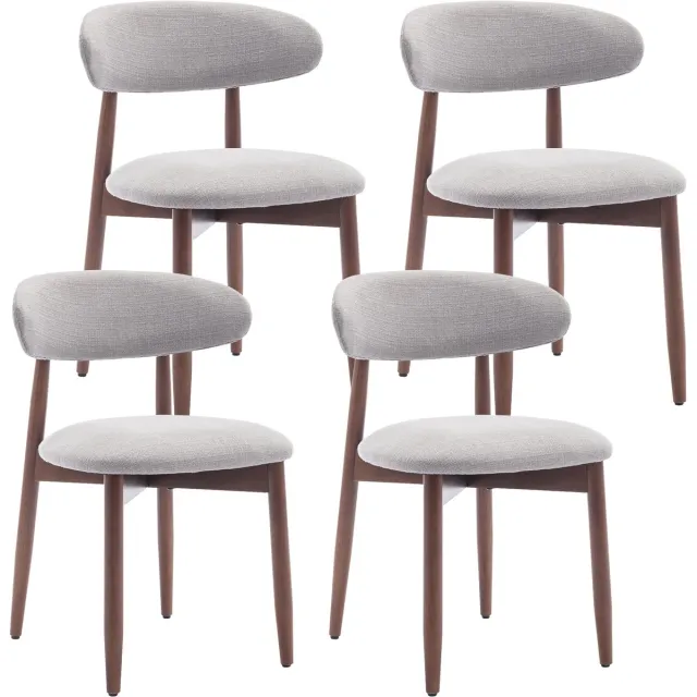 COLAMY Houten eetkamerstoelen - set van 4 - Moderne met stof beklede keukenstoelen - Boerderij eetkamerstoel- lichtgrijs