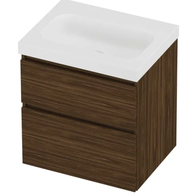 Proline Haga Badmeubelset Polystone Mezza Zonder Kraangat 60x46x66 cm Mat White Cabana Oak Eiken