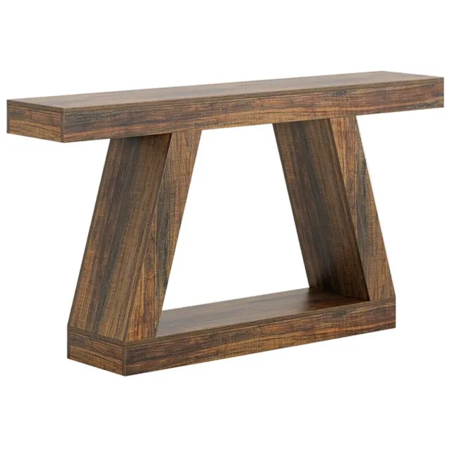 DMG Supply Consoletafel - Landelijke Stijl - Open Opbergruimte - 140 x 30 x 80 cm - Donkerbruine Houtlook - MDF