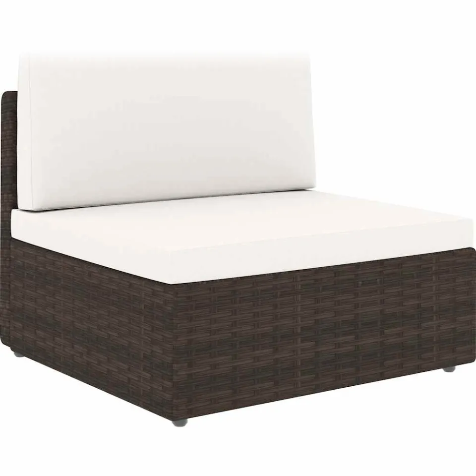 vidaXL 6-delige Loungeset met kussens poly rattan bruin