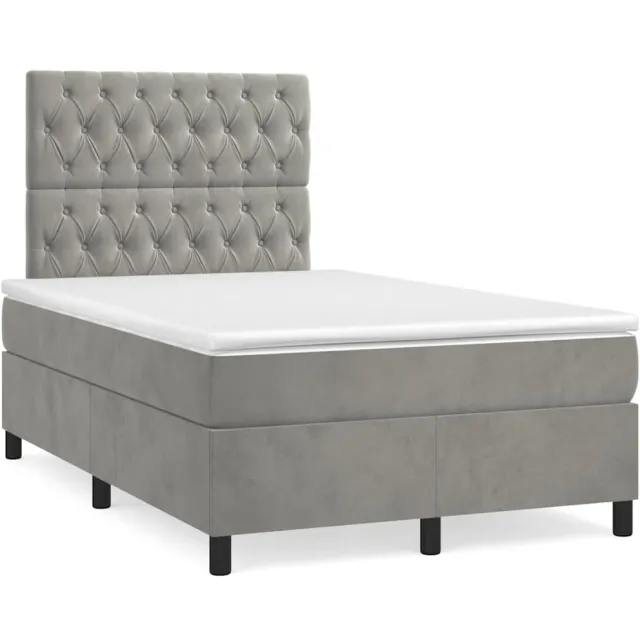 vidaXL Boxspring met matras fluweel lichtgrijs 120x190 cm grijs