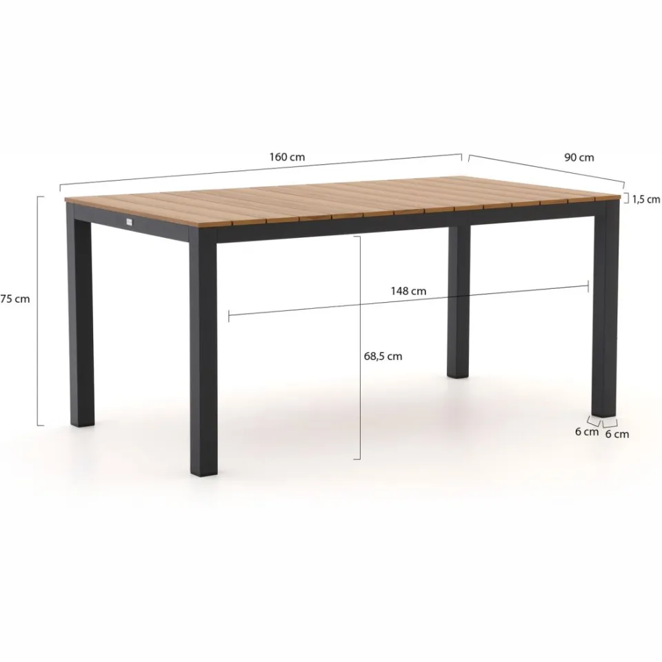 Bellagio tuinmeubelen Bellagio Avio/Fidenza 160cm dining tuinset 5-delig stapelbaar grijs, foto 3