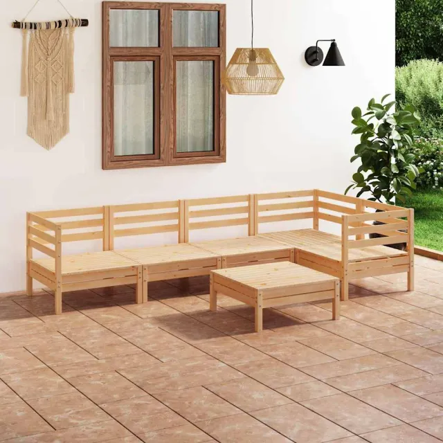 vidaXL 6-delige Loungeset massief grenenhout bruin, foto 2