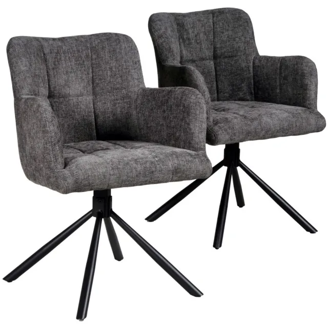 Weber Industries Set van 2 MILA draaibare eetkamerstoelen / Donkergrijs