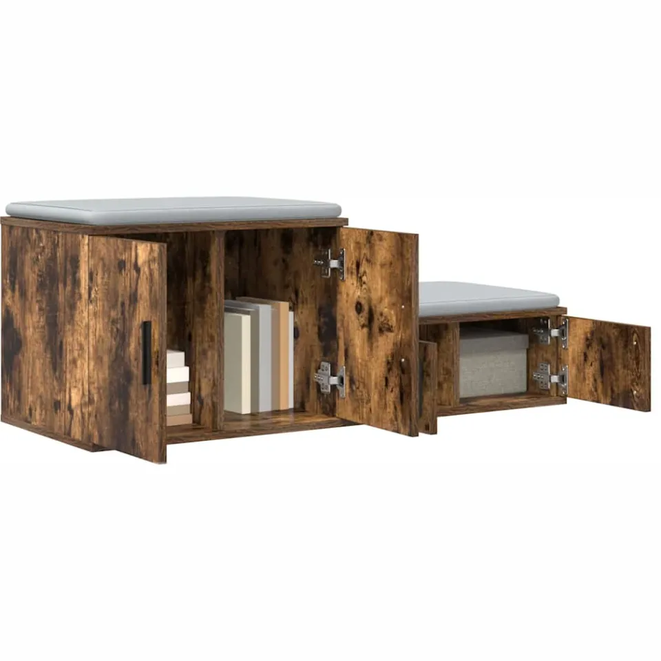 vidaXL Opbergkast 2 st Gerookt eiken 103 x 41 x 40 cm Bewerkt hout Bruin