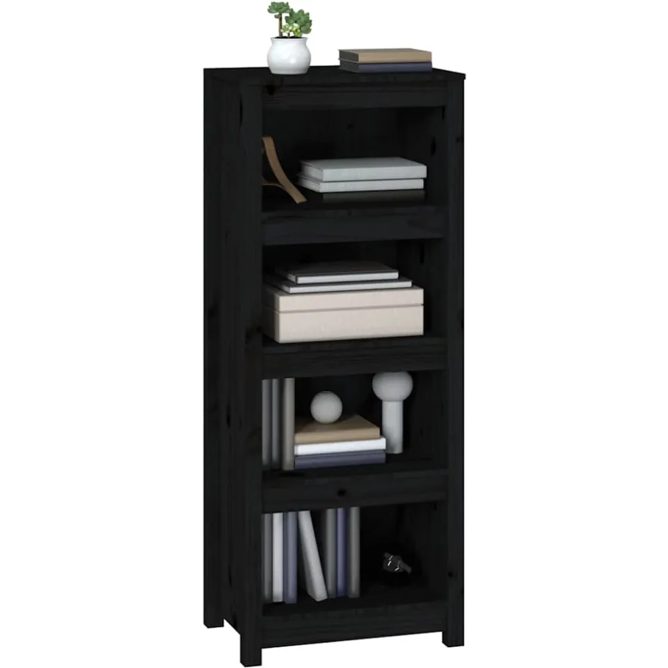 vidaXL Boekenkast 50x35x125,5 cm massief grenenhout zwart
