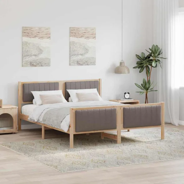 vidaXL Bedframe Bruin en taupe 150 x 200 cm Massief grenenhout