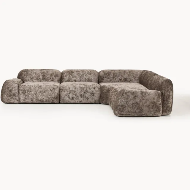 Westwing Collection Modulaire hoekbank Wolke (4-zits) van teddy-bouclé taupe
