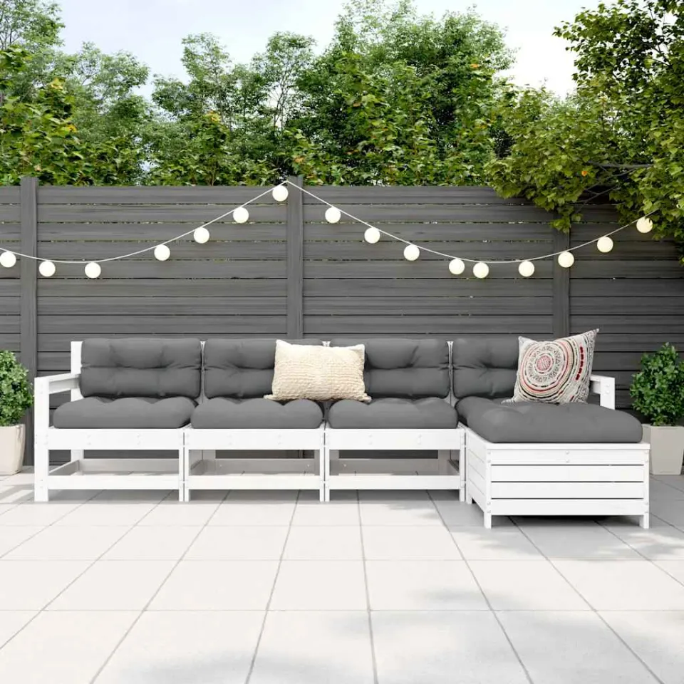 vidaXL 5-delige Loungeset massief grenenhout wit, foto 3