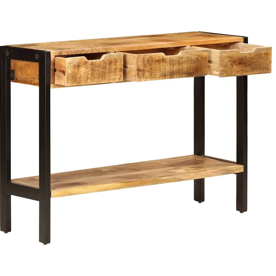 vidaXL Dressoir met 3 lades 110x35x75 cm massief mangohout bruin, foto 4