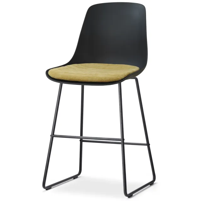 Nolon Nino-Liv barkruk zwart met warm oker zitkussen - zwart onderstel - 65 cm