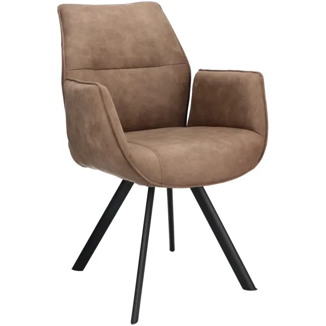 Icon Living Armstoel Jadie - Stof Cowboy Stone - Leg Black Bruin