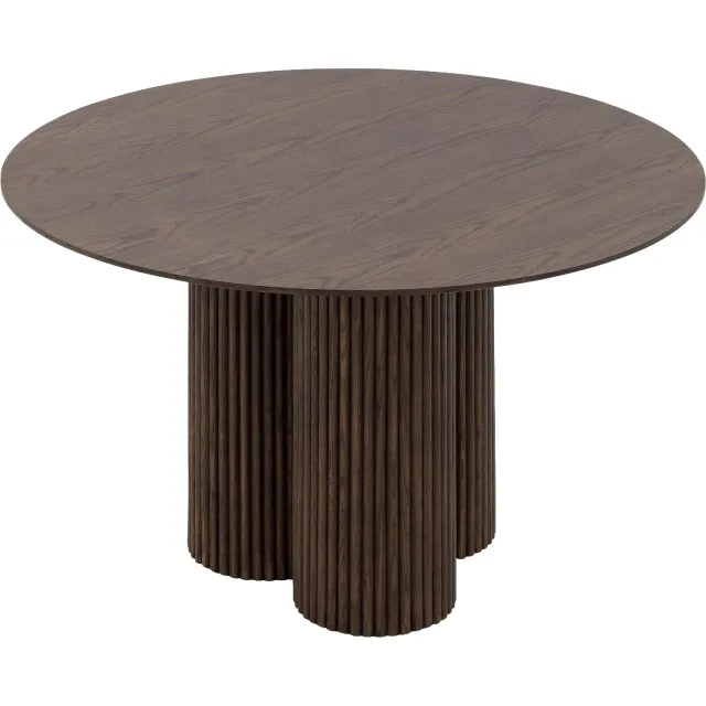 Goossens Eettafel Melani - 121 x 76 x 121 - eiken - bruin - rond - 4 personen eiken soft touch lak smoke