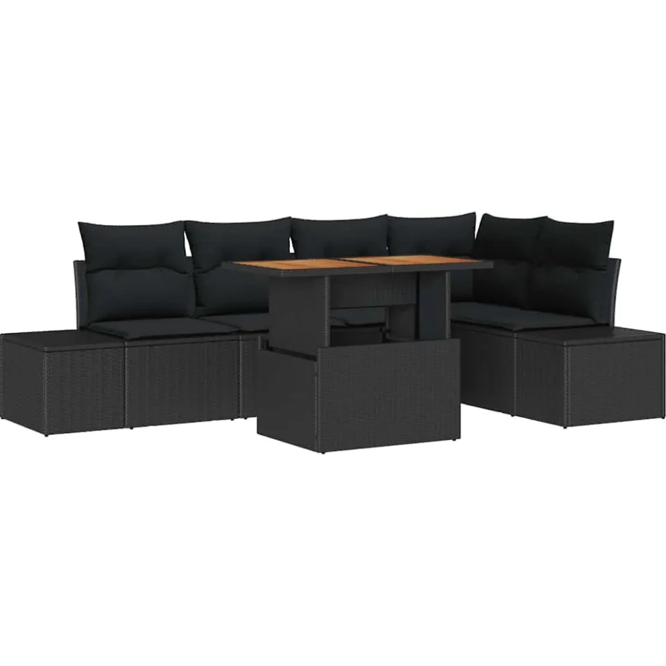 vidaXL Tuin Sofa Set 6 st Zwart Poly riet