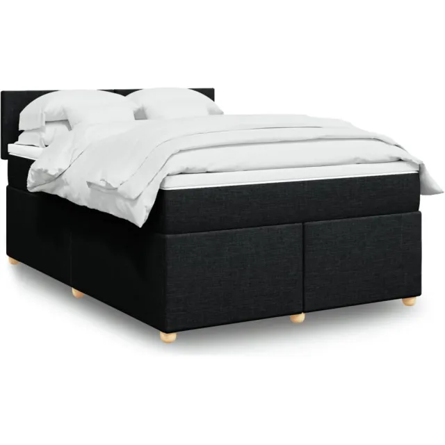 vidaXL Boxspring met matras stof zwart 140x190 cm