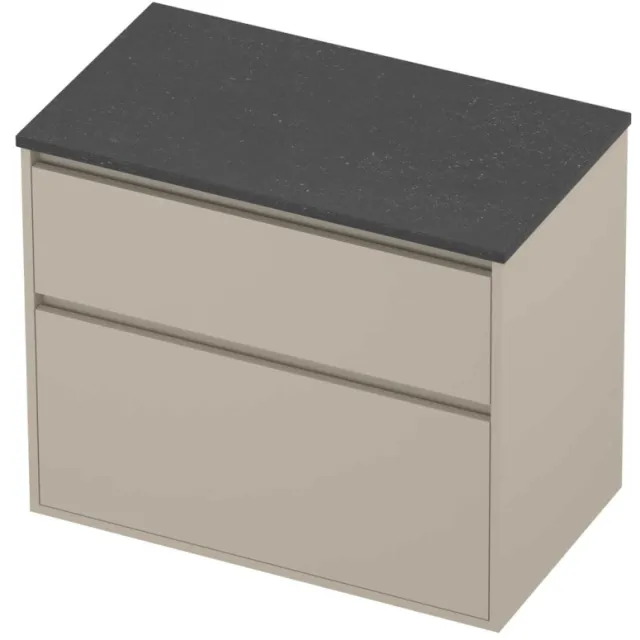 Proline Deck Badmeubelset Hardsteen Greeploos Asymmetrisch Kader 80x46x67 cm Blue Stone Soft Linen Beige