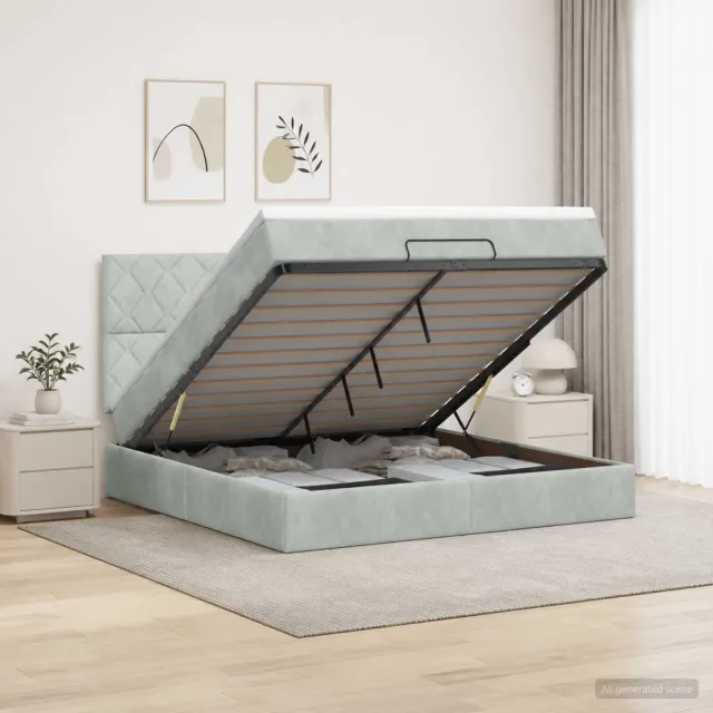 vidaXL LED Opslagbed met Matras Lichtgrijs 140 x 200 cm Fluweel