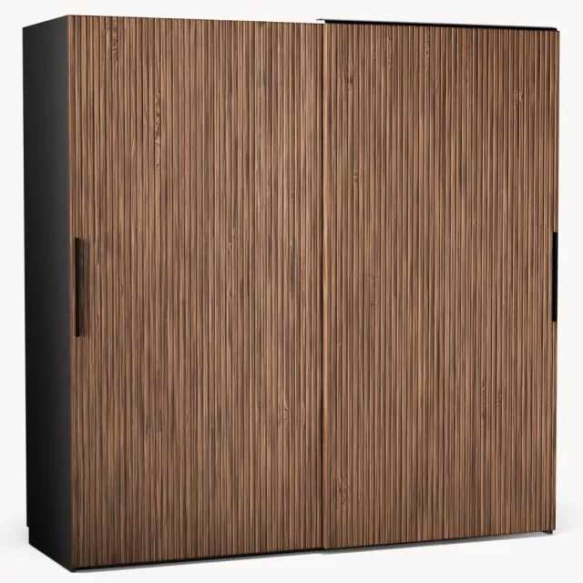 Westwing Collection Modulaire schuifdeurkast Simone, 200 cm breed, in verschillende formaten Zwart
