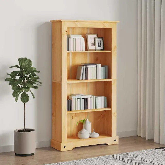 vidaXL Boekenkast grenenhout met 4 planken Corona-stijl 80x29x150 cm bruin, foto 2