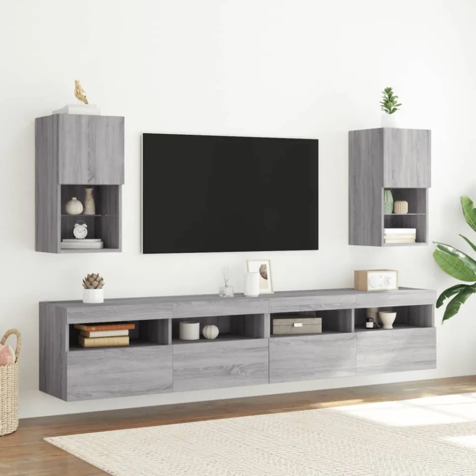 vidaXL Tv-meubel met LED-verlichting 30,5x30x60 cm grijs sonoma eiken, foto 3