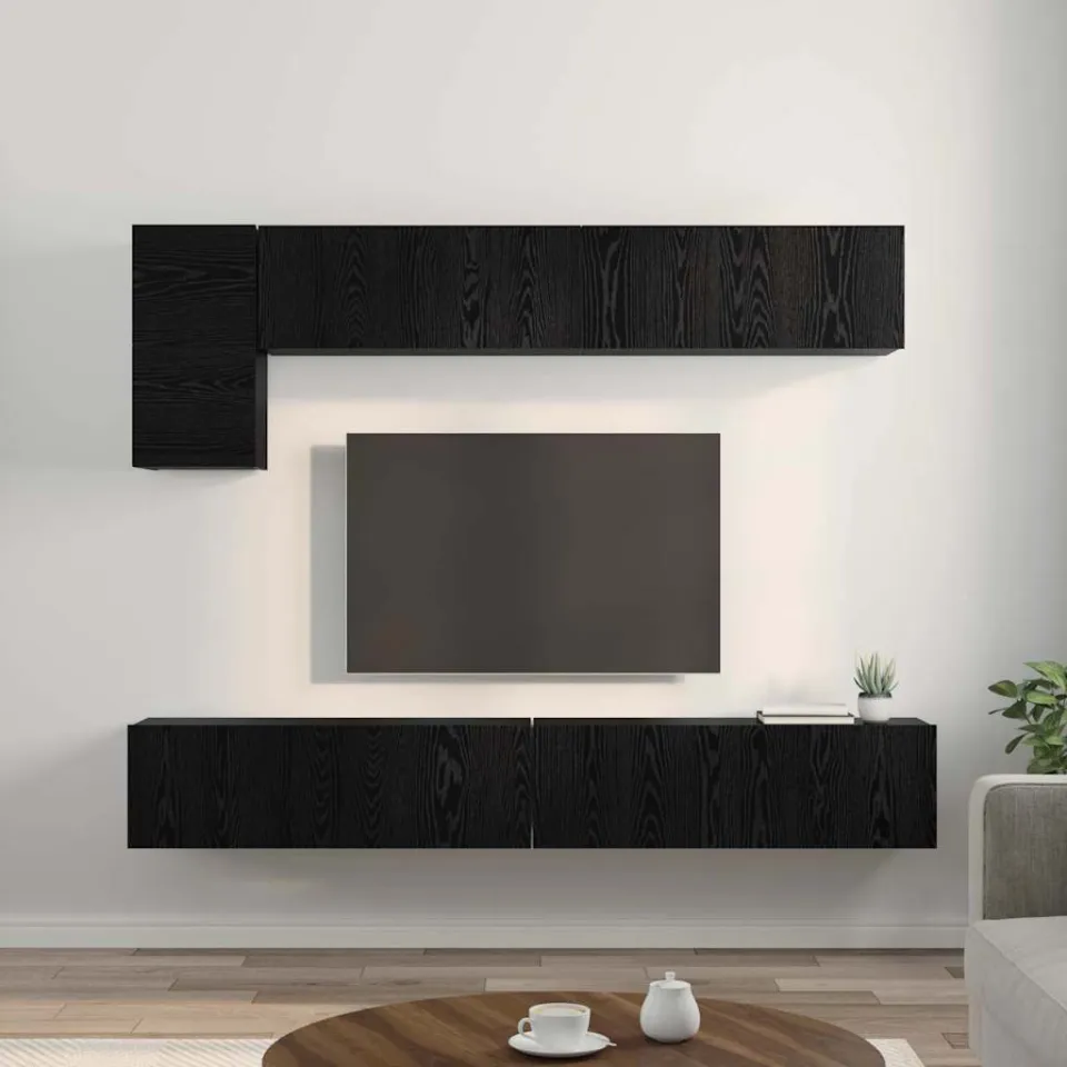 vidaXL Tv-meubelset 5 st Zwart Eiken Bewerkt hout, foto 4