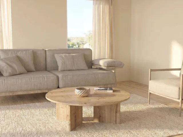 Vente-unique Ronde salontafel - Natuurlijk licht TOPANIA