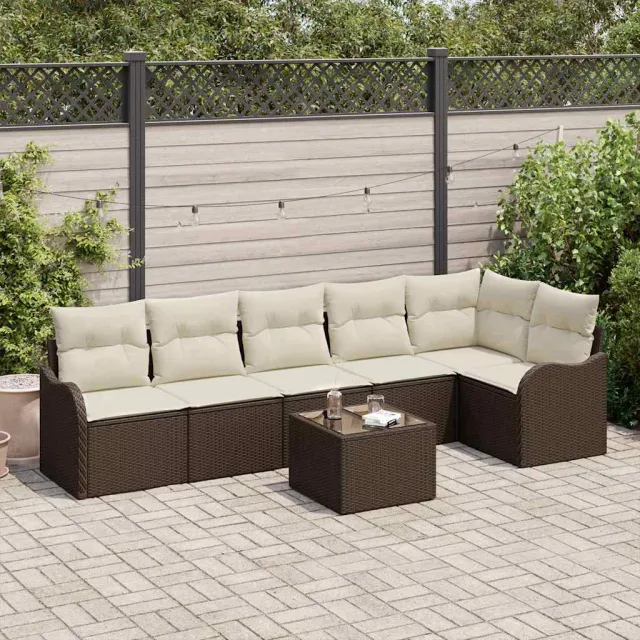 vidaXL Tuin Sofa Set 7 st Grijs poly rattan, foto 2
