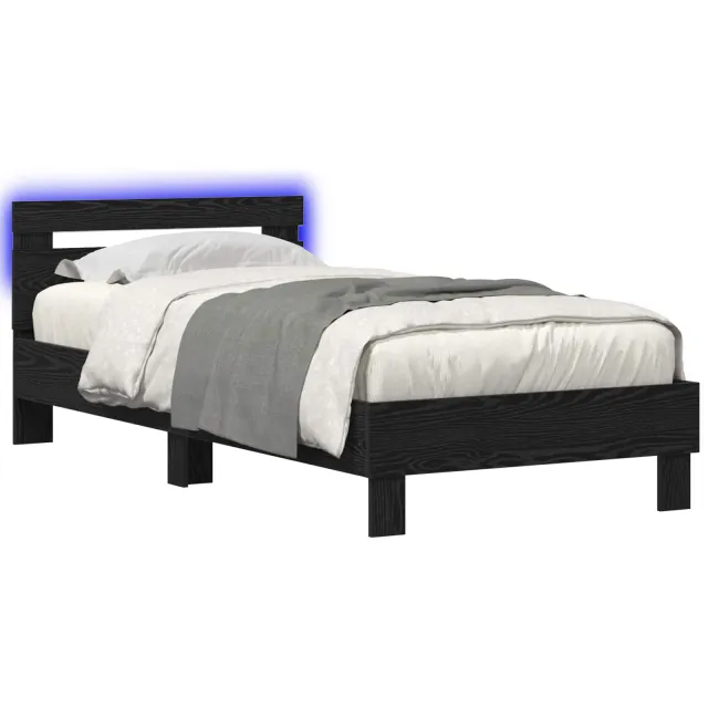 vidaXL Bedframe Zwart eiken 80 x 200 cm Bewerkt hout