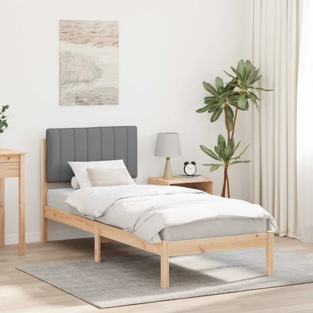 vidaXL Bedframe met Gevoerd Hoofdgedeelte Lichtgrijs 75 x 190 cm