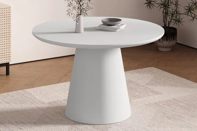 Rousseau Tavira Eettafel – Rond 120 cm – Cement Ecru – Betonlook