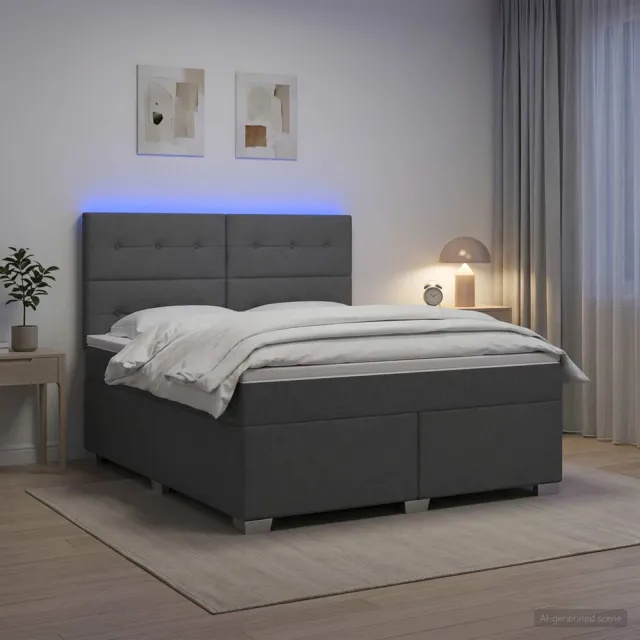 vidaXL Boxspringbed met matras Donkergrijs 140 x 200 cm Stof