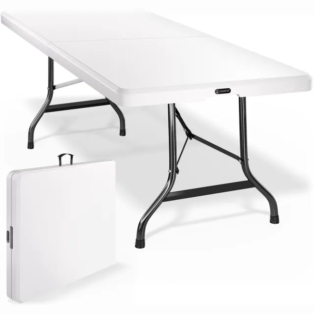 Casaria Tuintafel Opvouwbaar – met Draaggreep 220x70 cm – Wit