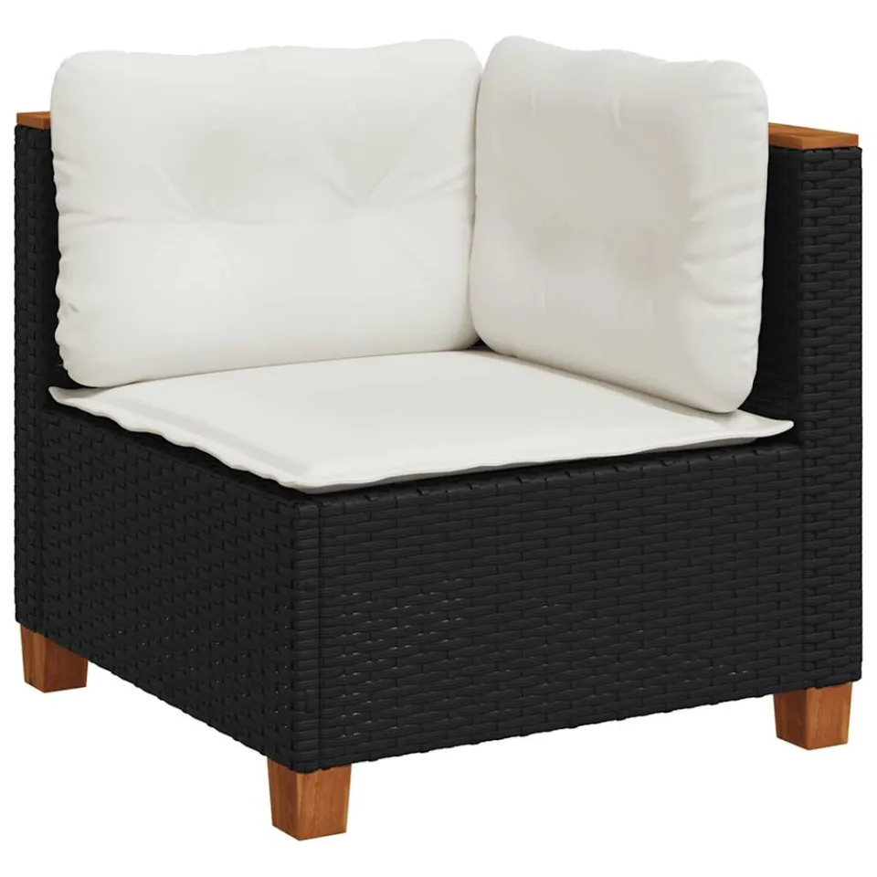 vidaXL 9-delige Loungeset met kussens poly rattan zwart, foto 3